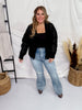 Black Open Front Crochet Cardigan