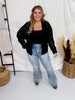 Black Open Front Crochet Cardigan