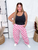 Pink & White Checkered Barrel Leg Pants