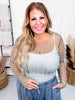 Hunter Green Pearl Covered Mesh Top