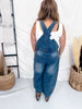 Vintage Wash Barrel Leg Denim Overalls