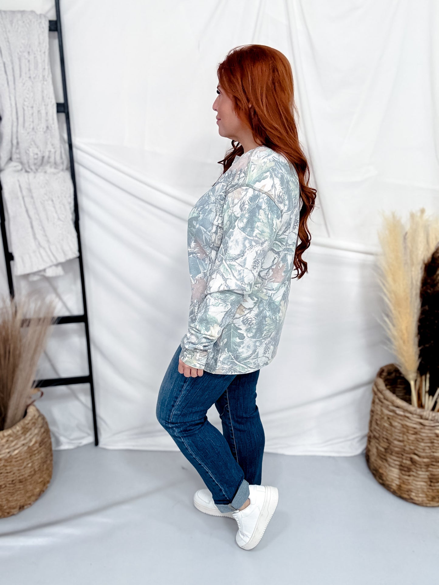 "Unhinged" Long Sleeve Camouflage Print Thermal Top