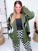 Yin Yang Olive Button Up Long Sleeve Cardigan
