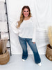 Long Sleeve Light Knit Melange Boat Neck Sweater