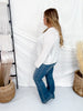 Long Sleeve Light Knit Melange Boat Neck Sweater