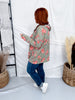 Olive Green Ribbed Lightweight Hoodie With Floral Print