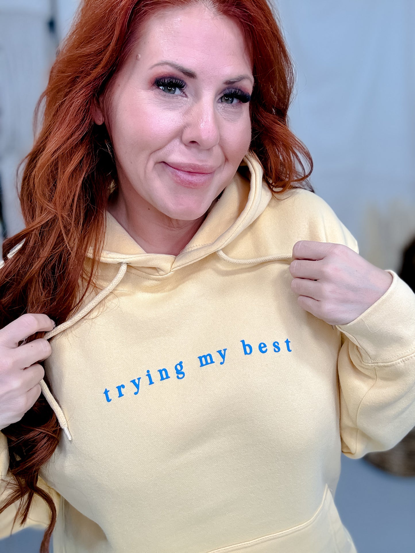 "Trying My Best" Light Yellow Hoodie