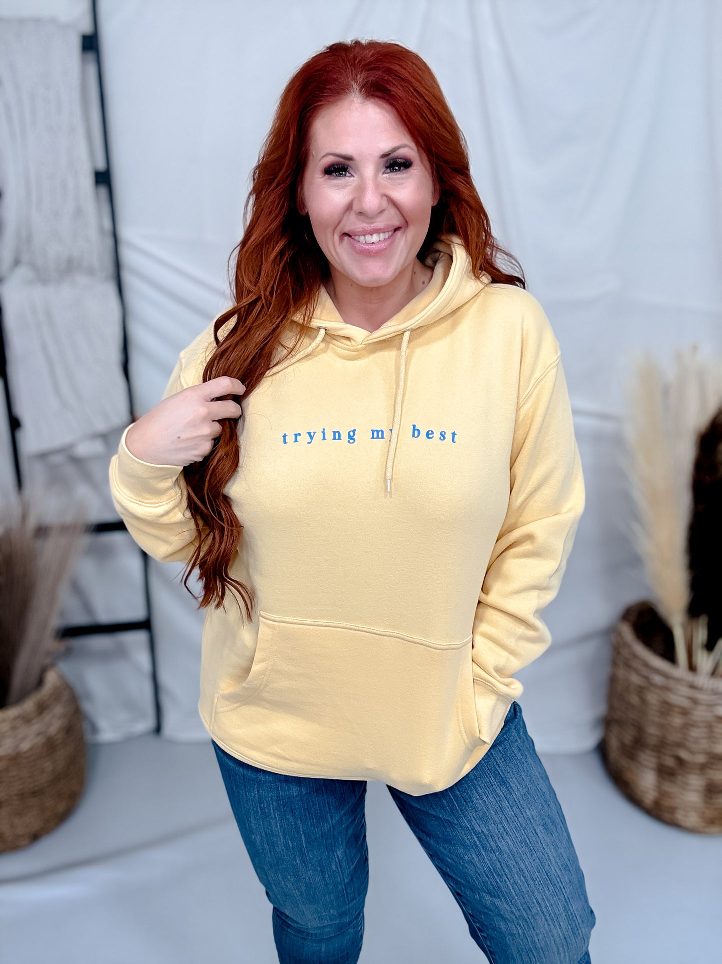 "Trying My Best" Light Yellow Hoodie