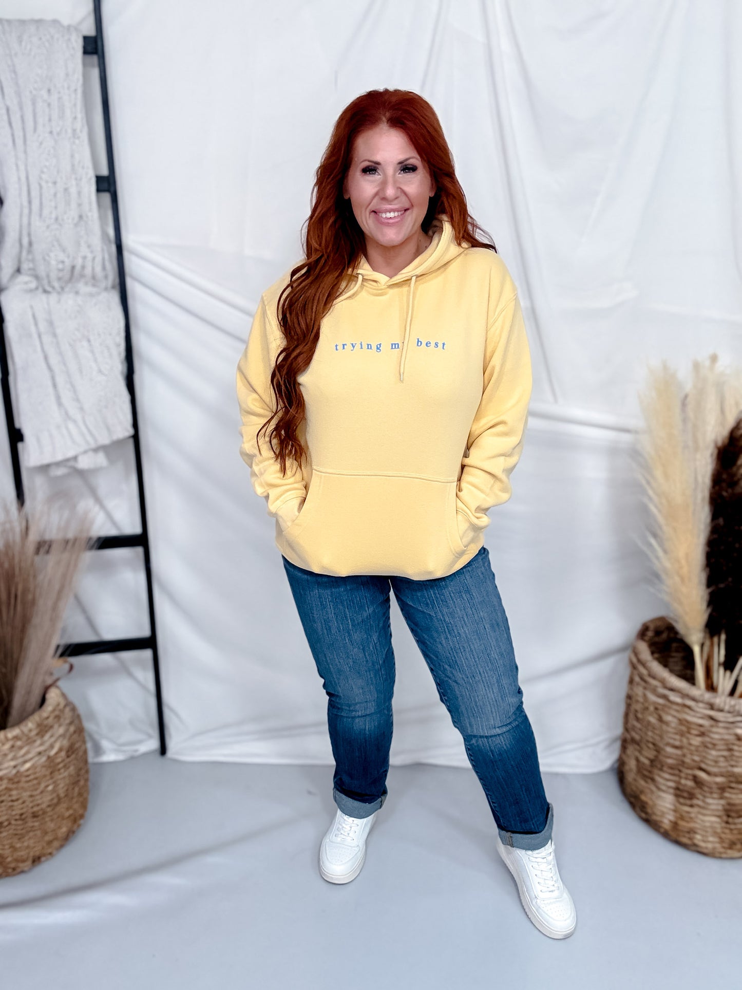 "Trying My Best" Light Yellow Hoodie
