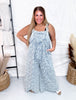 Frayed Checkered Denim Wide Leg Overalls