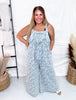 Frayed Checkered Denim Wide Leg Overalls