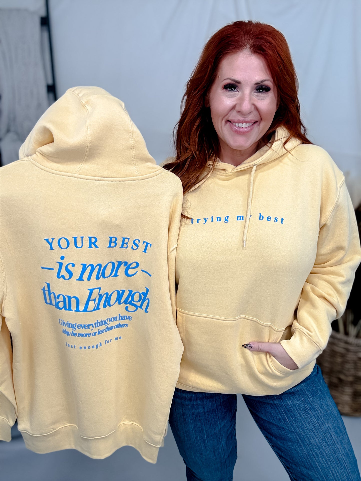 "Trying My Best" Light Yellow Hoodie