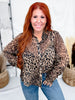 Sheer Leopard Print Blouse With Ruffled Cuffs