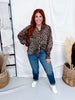 Sheer Leopard Print Blouse With Ruffled Cuffs