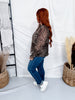 Sheer Leopard Print Blouse With Ruffled Cuffs