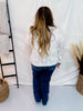 Ivory Crochet Sequin Floral V-Neck Sweater