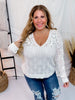 Ivory Crochet Sequin Floral V-Neck Sweater
