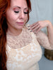 Tan Lace Mesh Top With 3/4 Sleeves