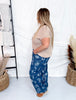 Mineral Washed Denim Pants With Western Print