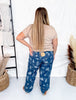 Mineral Washed Denim Pants With Western Print