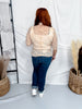 Tan Lace Mesh Top With 3/4 Sleeves