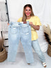 Judy Blue Mid Rise Single Cuff Distressed Boyfriend Jeans
