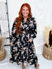 Botanical Floral Print Midi Dress With Tiered Hem