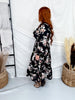 Botanical Floral Print Midi Dress With Tiered Hem