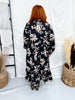 Botanical Floral Print Midi Dress With Tiered Hem