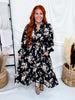 Botanical Floral Print Midi Dress With Tiered Hem