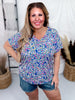 Dolman Sleeve Top with Short Sleeves in Blue Floral