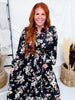 Botanical Floral Print Midi Dress With Tiered Hem
