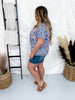 Dolman Sleeve Top with Short Sleeves in Blue Floral