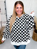 Long Sleeve Black & White Checkered Sweatshirt