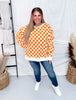 Orange & White Checkered Pull Over Sweatshirt