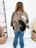 Relaxed Fit 3/4 Sleeve Camo Cardigan W/ Dropped Shoulders