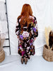 Mystic Violet Floral Print Midi Dress