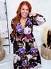 Mystic Violet Floral Print Midi Dress