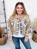 Waffle Knit Hi-Low Midi Hoodie With Plaid Accents