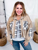 Waffle Knit Hi-Low Midi Hoodie With Plaid Accents