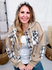 Waffle Knit Hi-Low Midi Hoodie With Plaid Accents