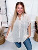 Leopard Print Flutter Sleeve Button Front Blouse