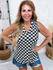 Fast Lane Black & White Checkered Tank Top