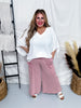 Wide Leg Pull On Cargo Pants in Faded Plum