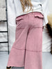 Wide Leg Pull On Cargo Pants in Faded Plum