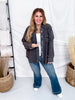 Long Sleeve Deep Charcoal Button Down Top W/ Studding Details