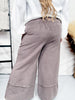 Espresso Brown Mineral Washed Terry Knit Palazzo Pants