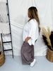 Espresso Brown Mineral Washed Terry Knit Palazzo Pants