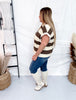 Taupe And Brown Striped Short Sleeve Top