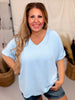 Non-Sheer Lightweight Dolman Sleeve V-Neck Blouse
